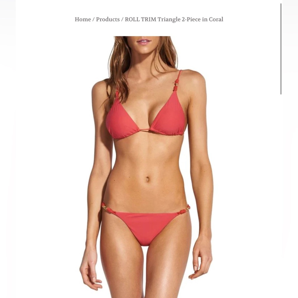 SOLD—- Vix NEW w/ Tags Roll Trim Coral Triangle Full Bikini 8 / Medium